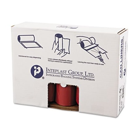 Inteplast LOW-DENSITY COMMERCIAL CAN LINERS, 45 GAL, 1.3 MIL, 40in X 46in, RED, 100PK SL4046R